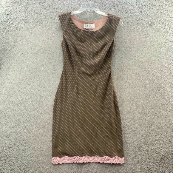 Nicole Miller Dresses & Skirts - Nicole Miller Contrast Lace Tailored Pencil Sheath Stretch Pinstriped Dress